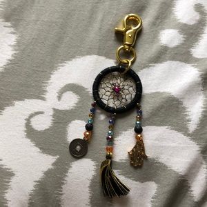 Dream catcher key chain with pink bead